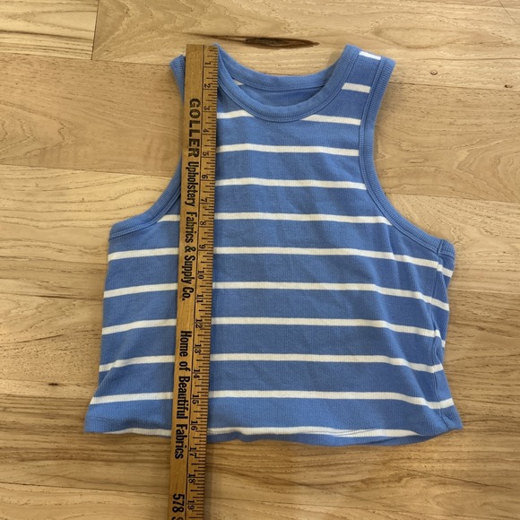 Maeve Anthropology Ribbed Crop Blue Striped Tank Size Large - Picture 2 of 4